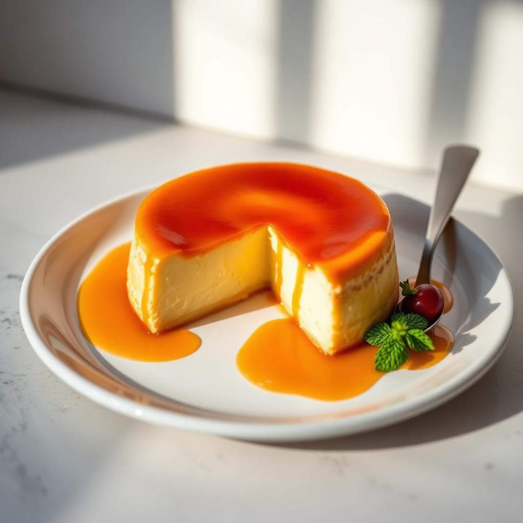 Torta quesillo con salsa de caramelo