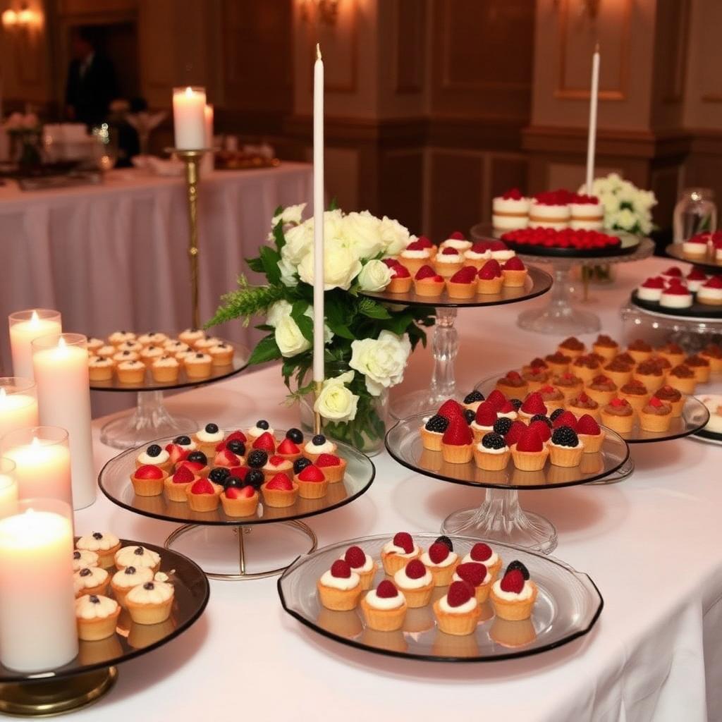 Mesa de catering con variedad de postres para eventos